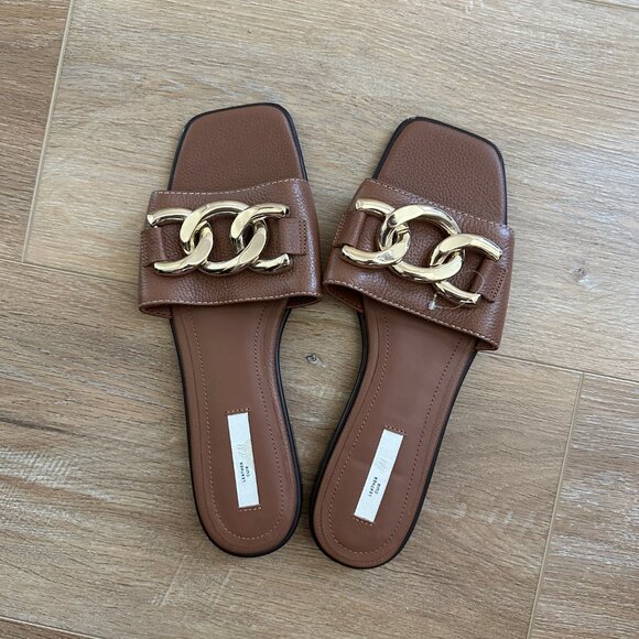 Never worn! H&M Leather Slide Sandals | Size 10 - Picture 2 of 3